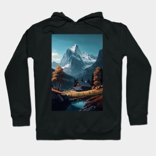 Switzerland Mountain Landscape Home Drawing Hoodie